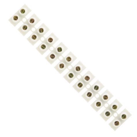 10A Amp Terminal Block, 12 Way Electrical Terminals, White Nylon Electrical Connector Strips ...
