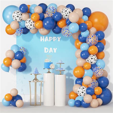 121Pcs Blue Birthday Party Supplies Balloons Garland Kit, Blush Nude ...