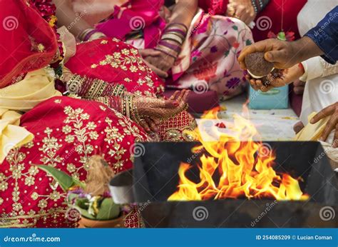 Indian Wedding Ceremony Hindu Stock Image - Image of arabic, coconut ...