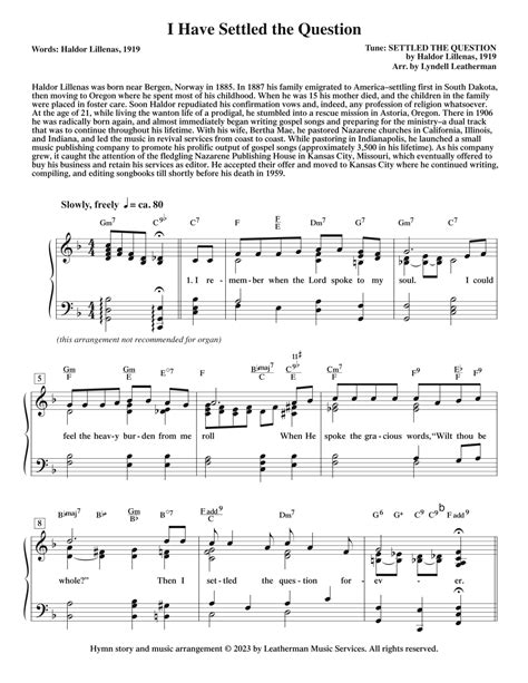 I Have Settled the Question (arr. Lyndell Leatherman) by Talladega ...