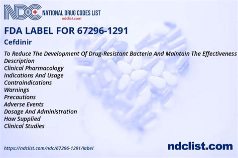FDA Label for Cefdinir - Indications, Usage & Precautions
