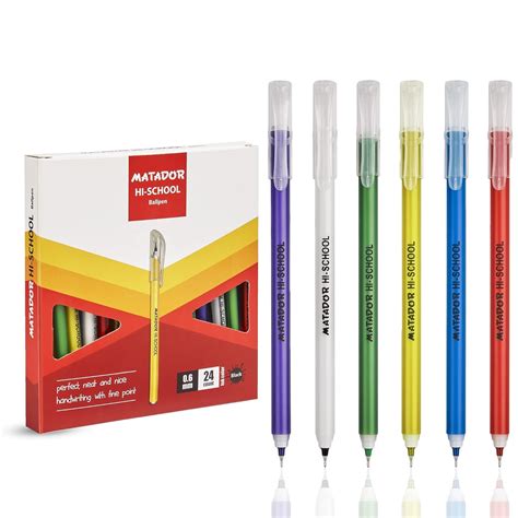 Matador HI-SCHOOL Ballpen, Fine-Point (0.6 mm), Black Ink, 6 different ...