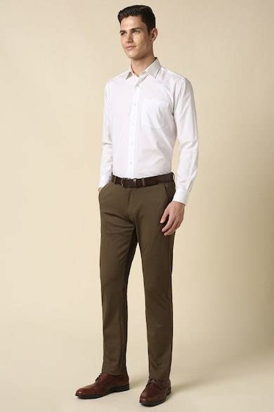 Buy Men Brown Contemporary Fit Solid Formal Trousers Online - 960351 ...