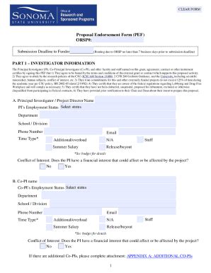 Fillable Online Proposal Endorsement Form (PEF) ORSP Fax Email Print ...