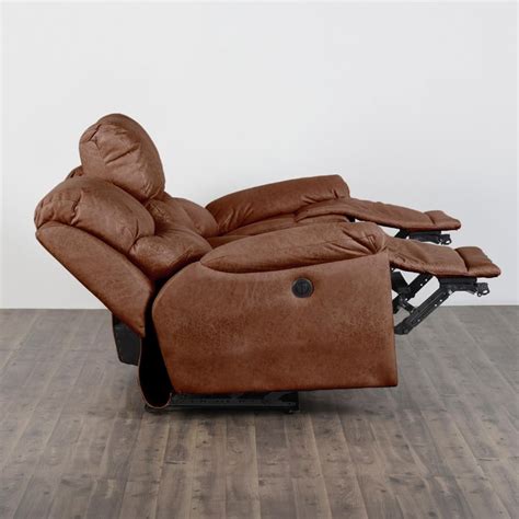 Buy Moscow Brown Faux Leather Three Seater Electric Recliner from Home ...