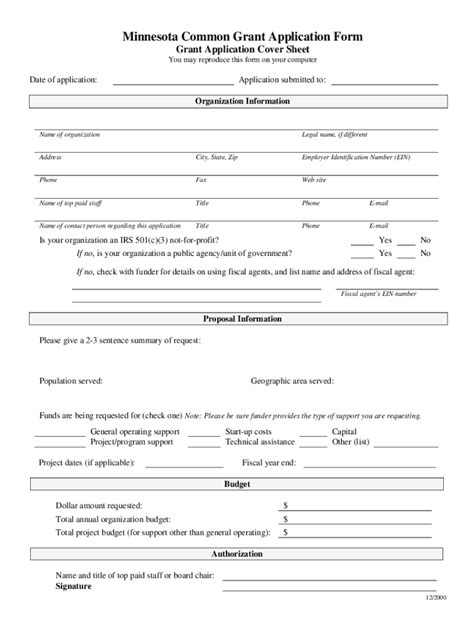 MN Common Grant Application Form - Fill Online, Printable, Fillable ...