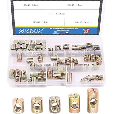 Glarks 75Pcs Metric M6 Barrel Nuts Cross Dowels Slotted Nuts Furniture ...