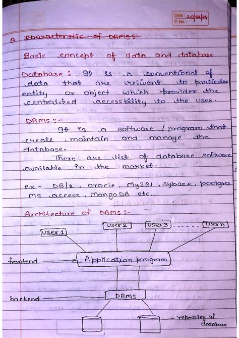 DBMS notes - Dr d bdy - Date : P.: characterstic of DBMS: Basic concept ...
