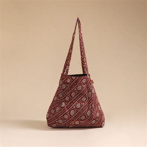 Maroon Handcrafted Fabric Jhola Bag