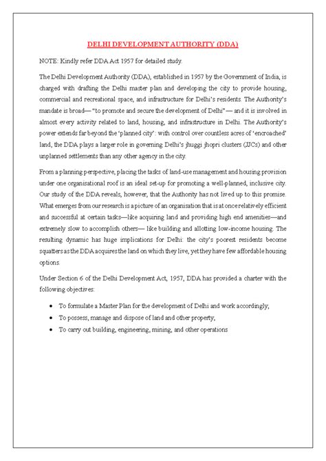 LAND LAW Unit II DDA Housing & Development Notes - Studocu