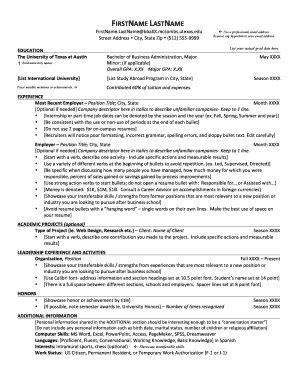 Mccombs Resume Format - Fill and Sign Printable Template Online