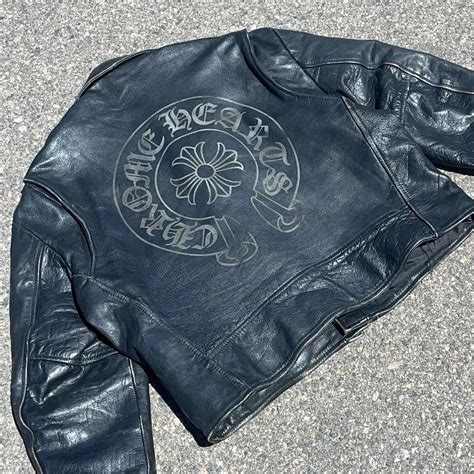 Custom Chrome Hearts Leather Jacket Black Men's... | Depop