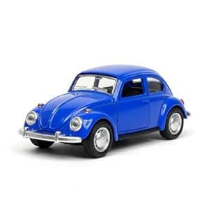 Classic Die-Cast Beetle Model Car, Blue Metal Body, 1:36 Scale, Pull ...