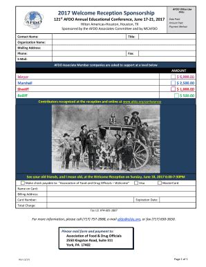 Fillable Online houston afdo 2017 AFDO Welcome Reception Sponsorship ...