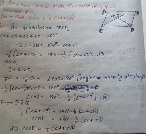In a quadrilateral ABCD, the bisector of angle angle C and angle D ...