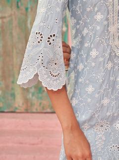 Mulmul Cotton Gauri Light Blue Kurta