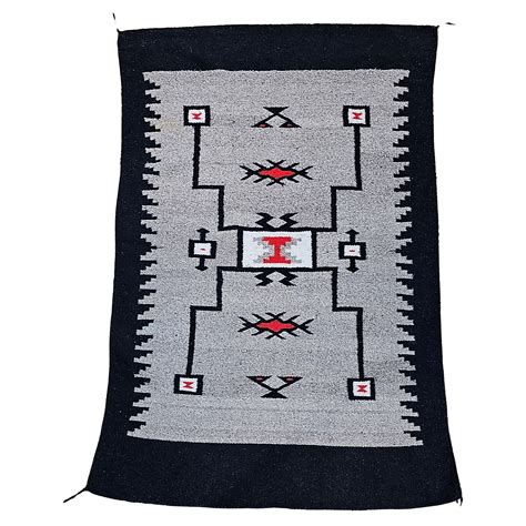 Vintage Native American Navajo Yei Pictorial Rug in Ivory, Red, Yellow, Green For Sale at 1stDibs