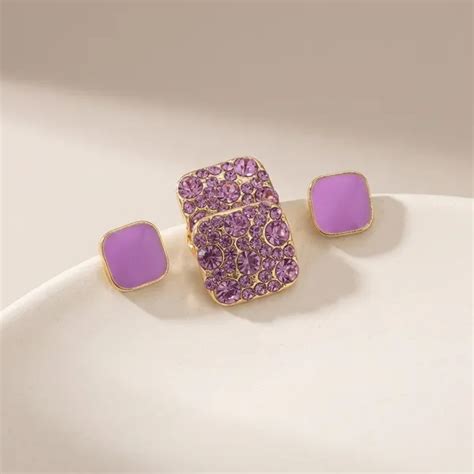 Indian Shringar Fashion Jewelry Set - Pink Crystal Ring with Matching ...