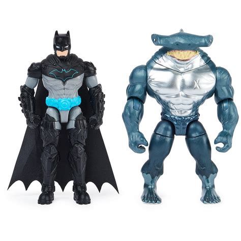 Buy Batman 4-inch Bat-Tech Batman and King Shark Action Figures with 6 ...