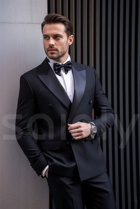 Black Double Breasted Suit For Men – Wedding And Party Wear – SAINLY INDIA