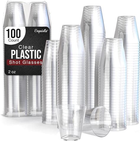Amazon.com | Exquisite Plastic Shot Glasses Disposable 100 Count 2 Oz ...