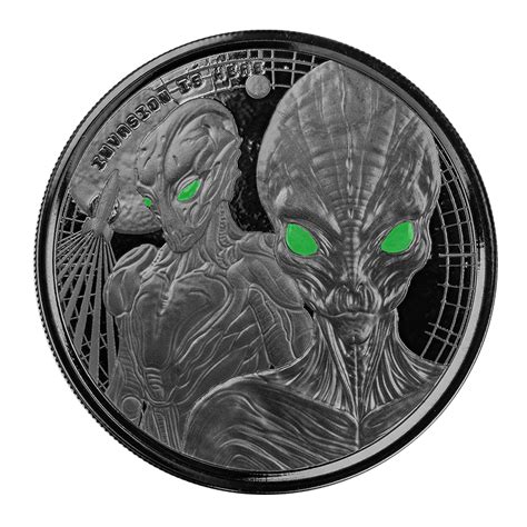 Image of Pièce plaquée de rhodium noir de 1 oz, Alien du Ghana (2023)