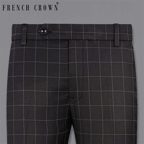 Jade Black Checks-Plaid Regular Fit Terry Rayon Pant For Men