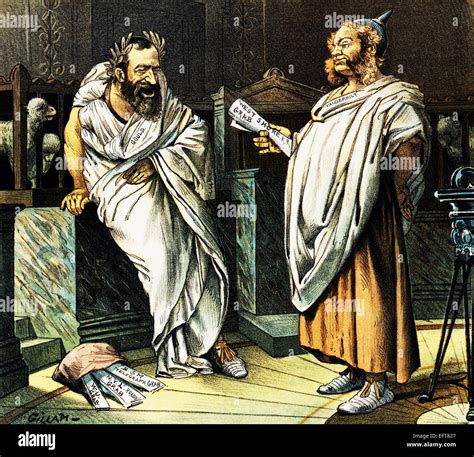 Vintage magazine caricature depicting Jay Gould + William Henry ...