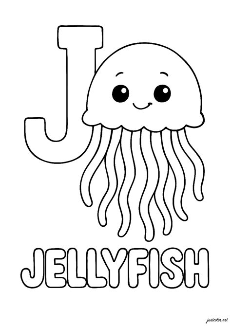 J for Jellyfish - Alphabet Coloring Pages