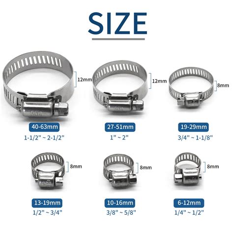 Snapklik.com : 16 Pack Stainless Steel Hose Clamps, 1 Inch To 2 Inch ...