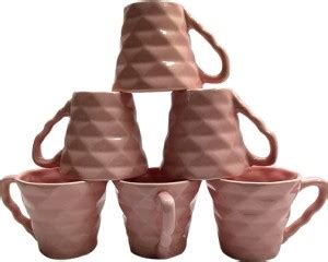 mudheart Pack of 6 Ceramic Pink Diamond Shape (Pack of 6) Price in ...