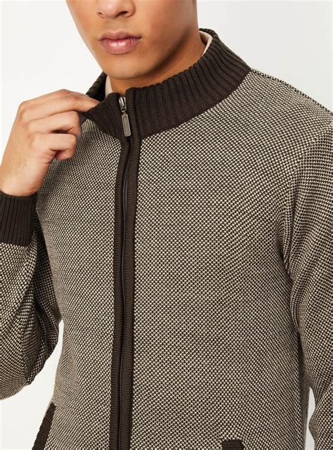 Buy Men Diamond Knit Zipper Cardigan Online at just Rs. 1399.0 ...