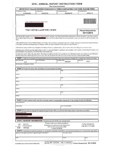 Annual Report Instruction Form Scam Nj - ReportForm.net