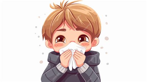 Cute Boy with Runny Nose Cartoon Vector Illustration | Premium AI-generated vector
