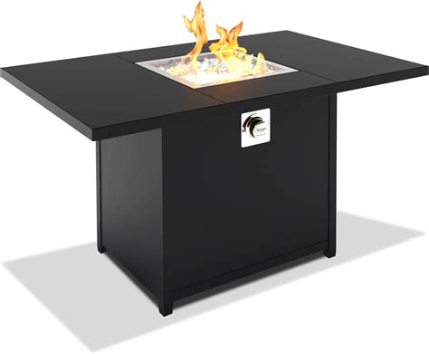 Propane Fire Table – 28” x 44” Rectangular Tabletop Outdoor Patio Gas ...