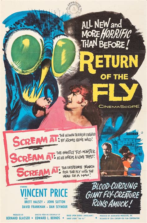 Return of the Fly 1959 Retro Movie Poster, Restored, High Quality ...
