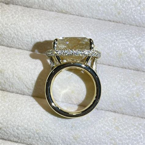 24 Carat Rutile Quartz Champagne Diamonds 18 Karat Yellow Gold Cocktail ...