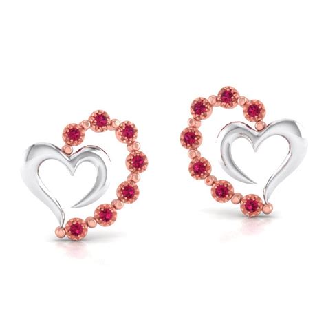 Platinum & Rose Gold Heart Earrings with Rubies JL PT E 8240 – Jewelove™