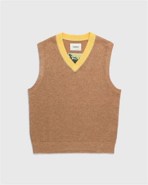 Highsnobiety – Light Alpaca Sweater Vest Brown/Yellow | Highsnobiety Shop