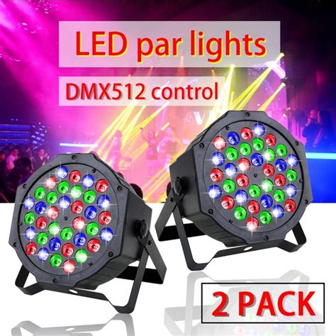 2PCS 36 X 1W RGB LED DJ Lamp Sound Control Stage Light Kit with Remote Control, Compatible with ...