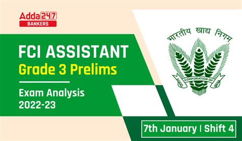 FCI Assistant Grade 3 Exam Analysis 2023 Shift 4, 7th January Exam Review