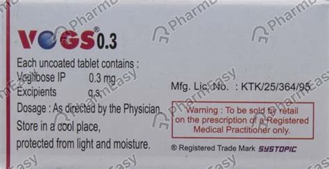 Vogs 0.3 MG Tablet (10): Uses, Side Effects, Price, Dosage ...