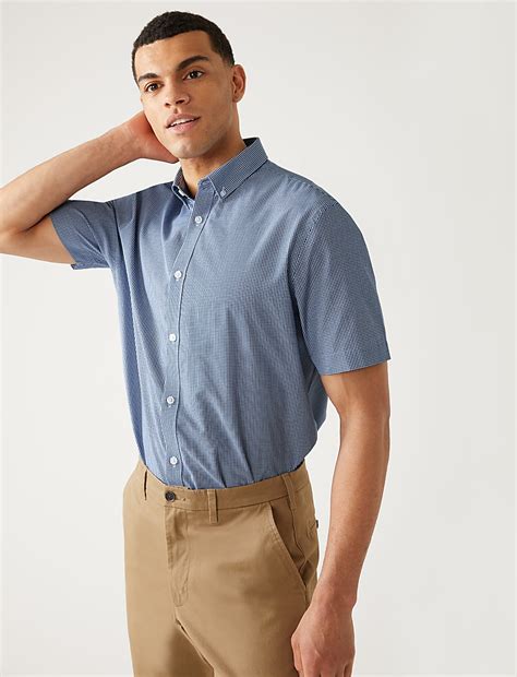 Buy 2pk Regular Fit Check Short Sleeve Shirts at Marks & Spencer