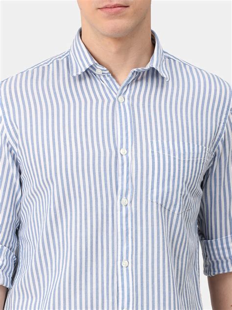 Light Blue Striped Casual Shirt For Men Online | Epysode - www.epysode.in