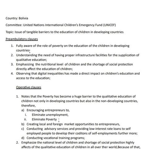 Image result for Model UN Working Paper Example