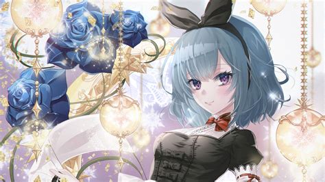 Download wallpaper 2560x1440 girl, smile, maid, flowers, anime, art ...