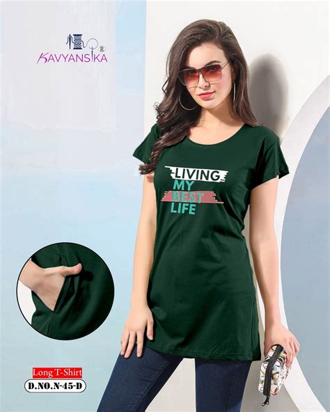 Side Cut Design 45 Kavyansika Women Long Tshirt Wholesaler Gujarat ...
