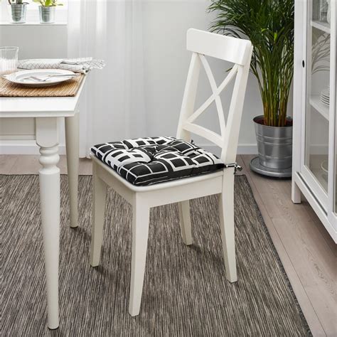 BROKAKLEJA chair pad, black/geometric, 40x40x6 cm (16x16x2") - IKEA