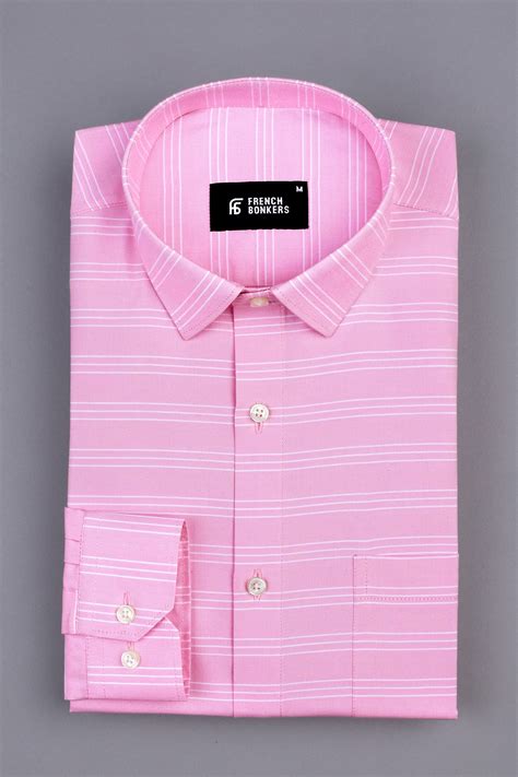 Shampoo pink with white triple line aradonis stripe shirt
