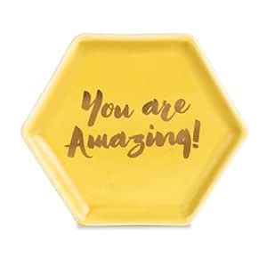 Chumbak Self Care Porcelain Trinket Storage Tray for Girls (Yellow ...